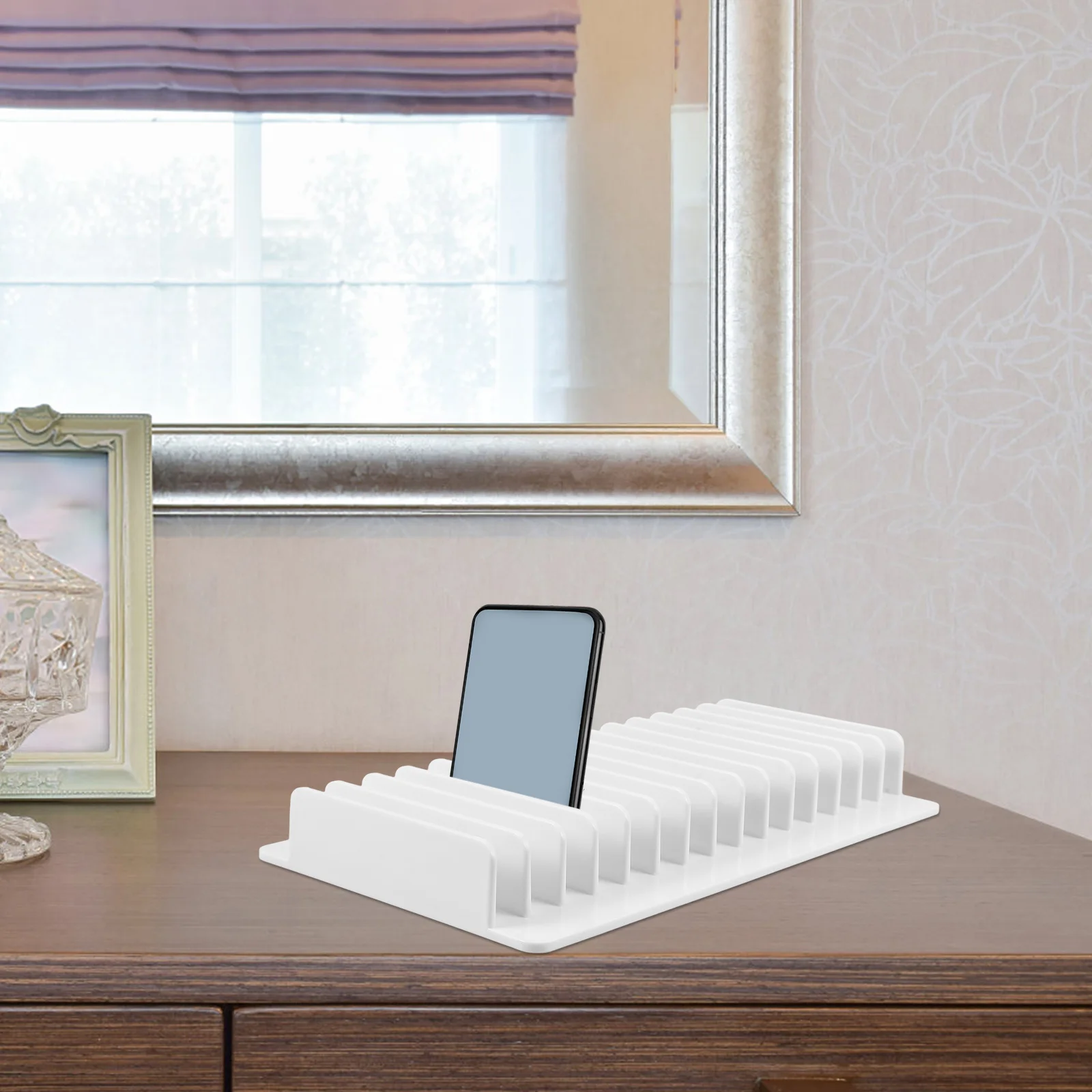 

Desktop Mobile Phone Storage Box 15 Grid Office Headphone Organizer Classroom Phone Holder Plastic Container For Desk