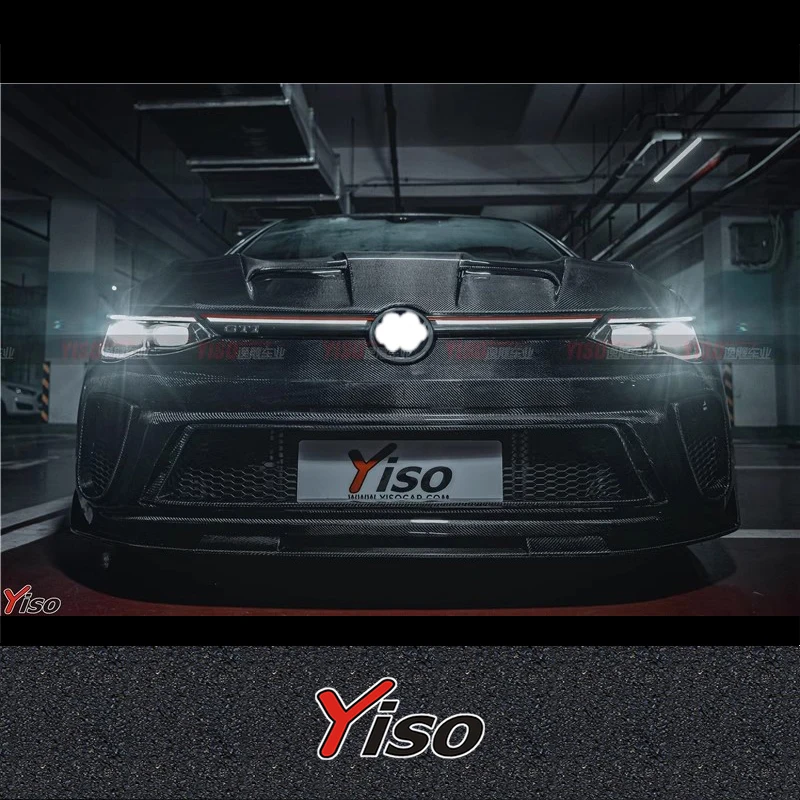 

Suitable for GOLF 8 GTI Rline Modified encirclement Aerodynamic kit GOLF 8 GTI Carbon Fiber Big Wrap Modified Yiso Front Bumper