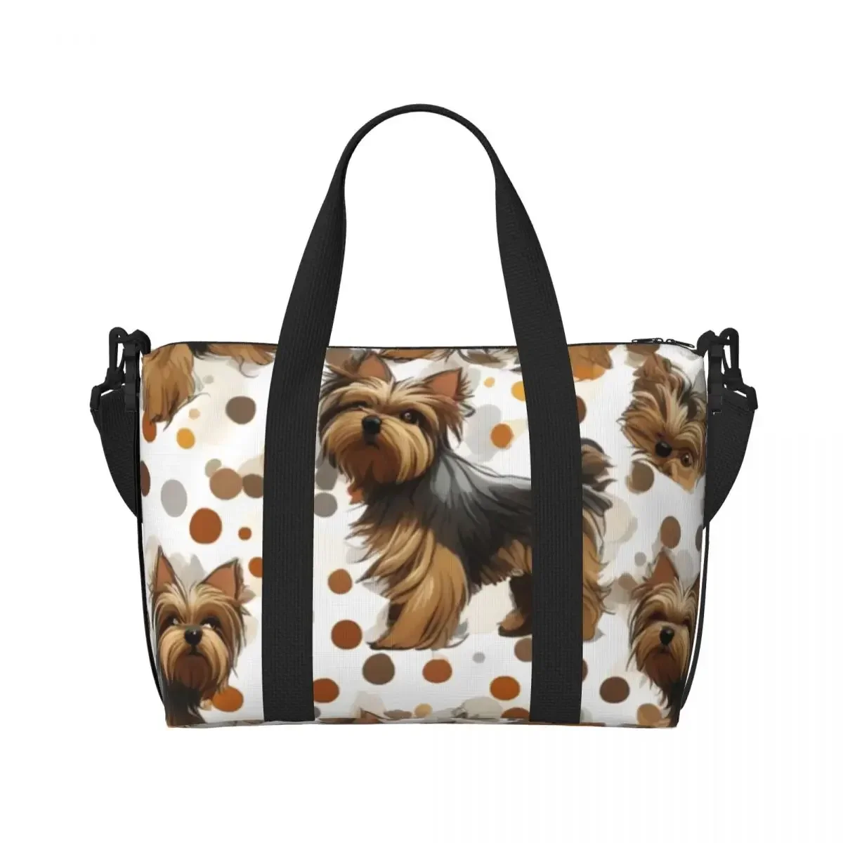 Custom Yorke Dog Yorkshire Terrier Groceries Tote Shopping Bags Women Big Capacity Beach Gym Travel Bags