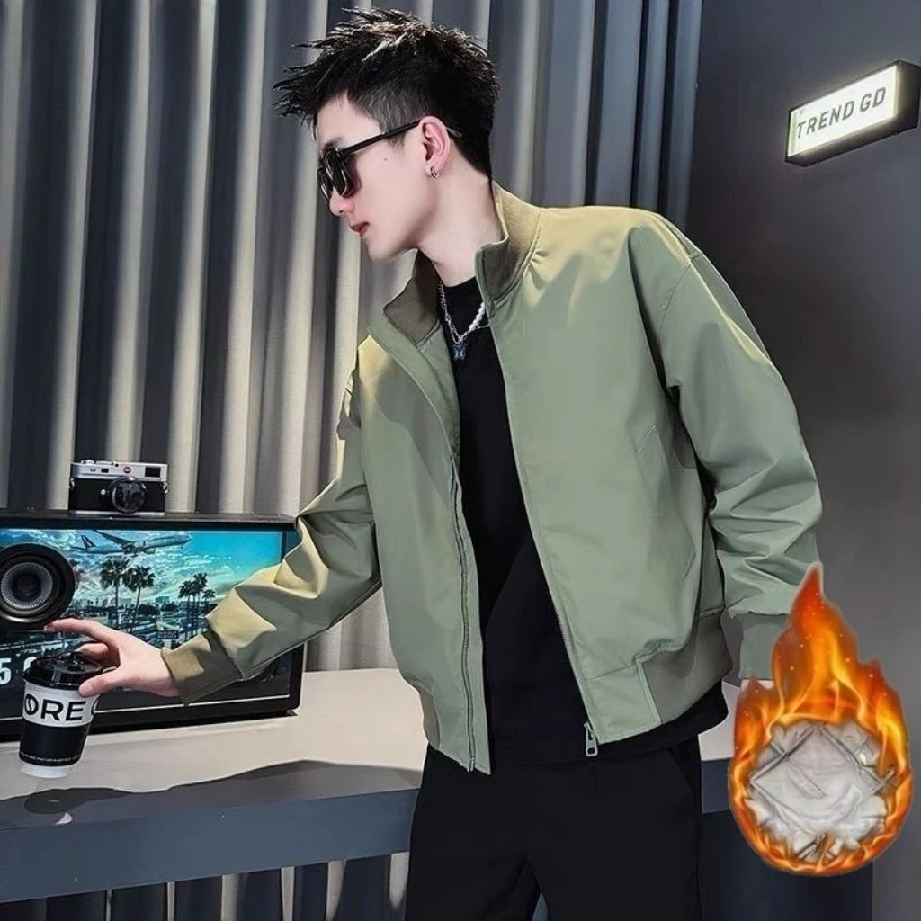 

The New Men Trendy Stand-up Collar Jacket Casual Coat Cool and Stylish Solid Color Versatile High-end Top for Spring and Autumn