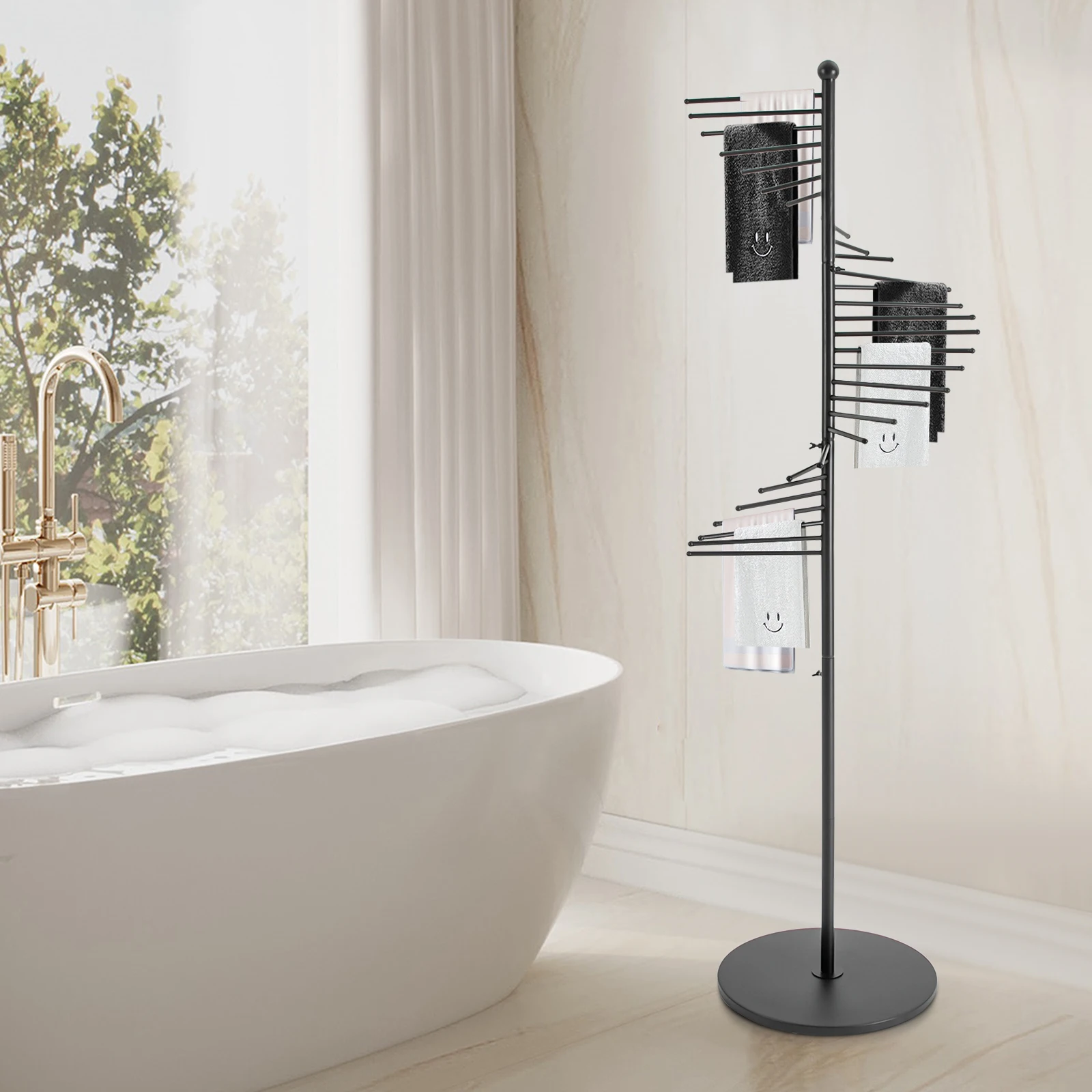 

Стойка для демонстрации шарфов BYMAOCAR, напольная, с надежным основанием для подвешивания галстуков, бюстгальтеров, купальников, ремней, постельного белья (высота 5,58 футов)