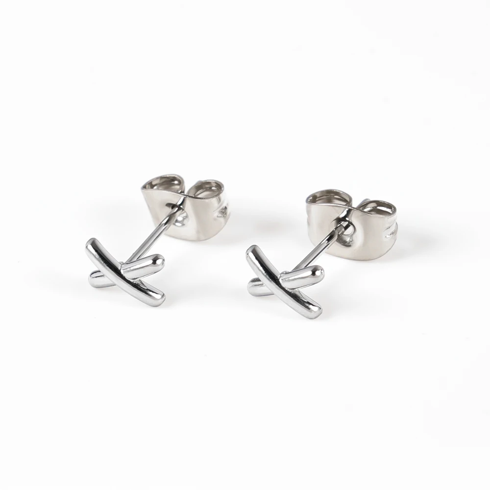 1 Pair of Stainless Steel Niche Design Letter X-shaped ear Bone Nail Earrings