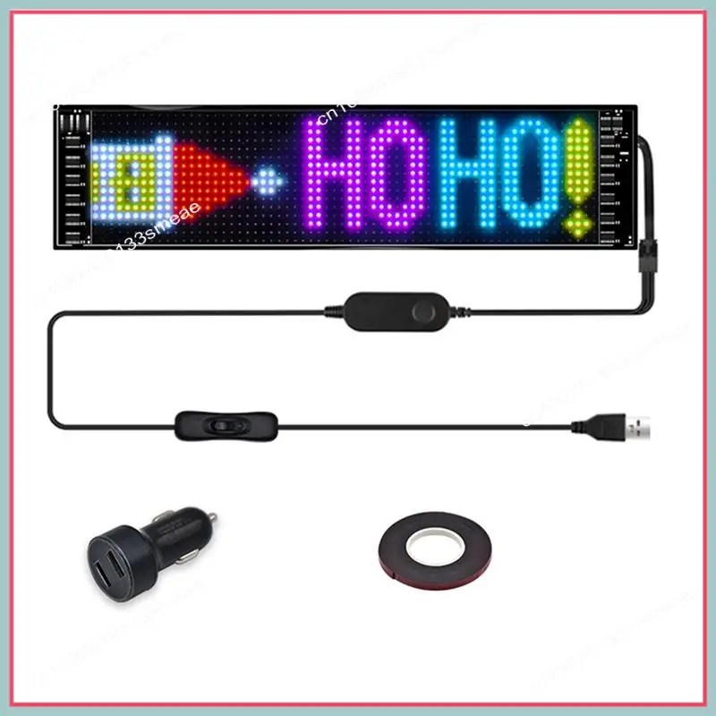 لوحة بكسل LED N94R، وحدة LED مرنة USB 5 فولت، شاشة عرض رسوم متحركة نصية تمرير RGB، تطبيق بلوتوث، 16X64 LED 9.2X37.2 سم متينة