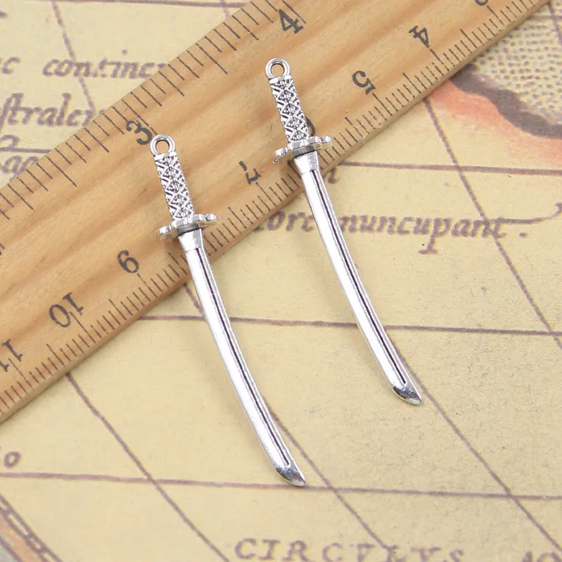20pcs Charms Katana Knife 49x8mm Antique Silver Color Pendants Making DIY Handmade Tibetan Finding Jewelry