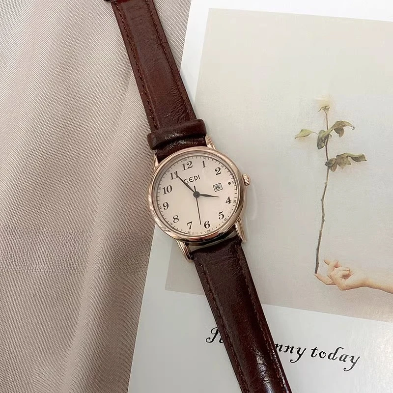 Montre en cuir pour femme style étudiant style coréen tempérament luxe femme bracelet de montre calendrier montre pour femme de luxe de haute qualité