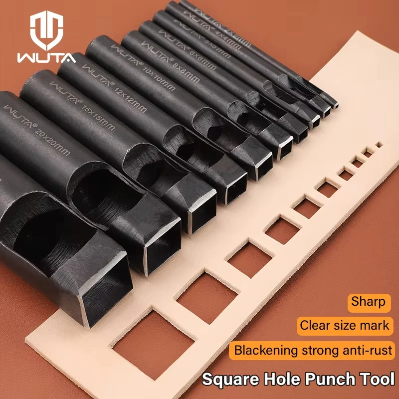 WUTA Basic 1 Stück quadratischer Lederstanzer, rechteckig, hohl, länglicher Locher, Gürtelband, Uhrenarmbandschneider, DIY-Handwerk, Lederwerkzeuge