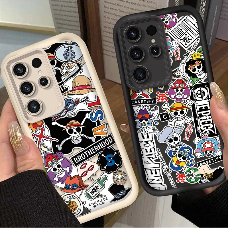 Anime O-One Pieces Label Silicone Case For Samsung Galaxy S24 Ultra S23 S22 S21 Plus FE A54 A34 A14 A73 A53 A33 5G Soft Cover