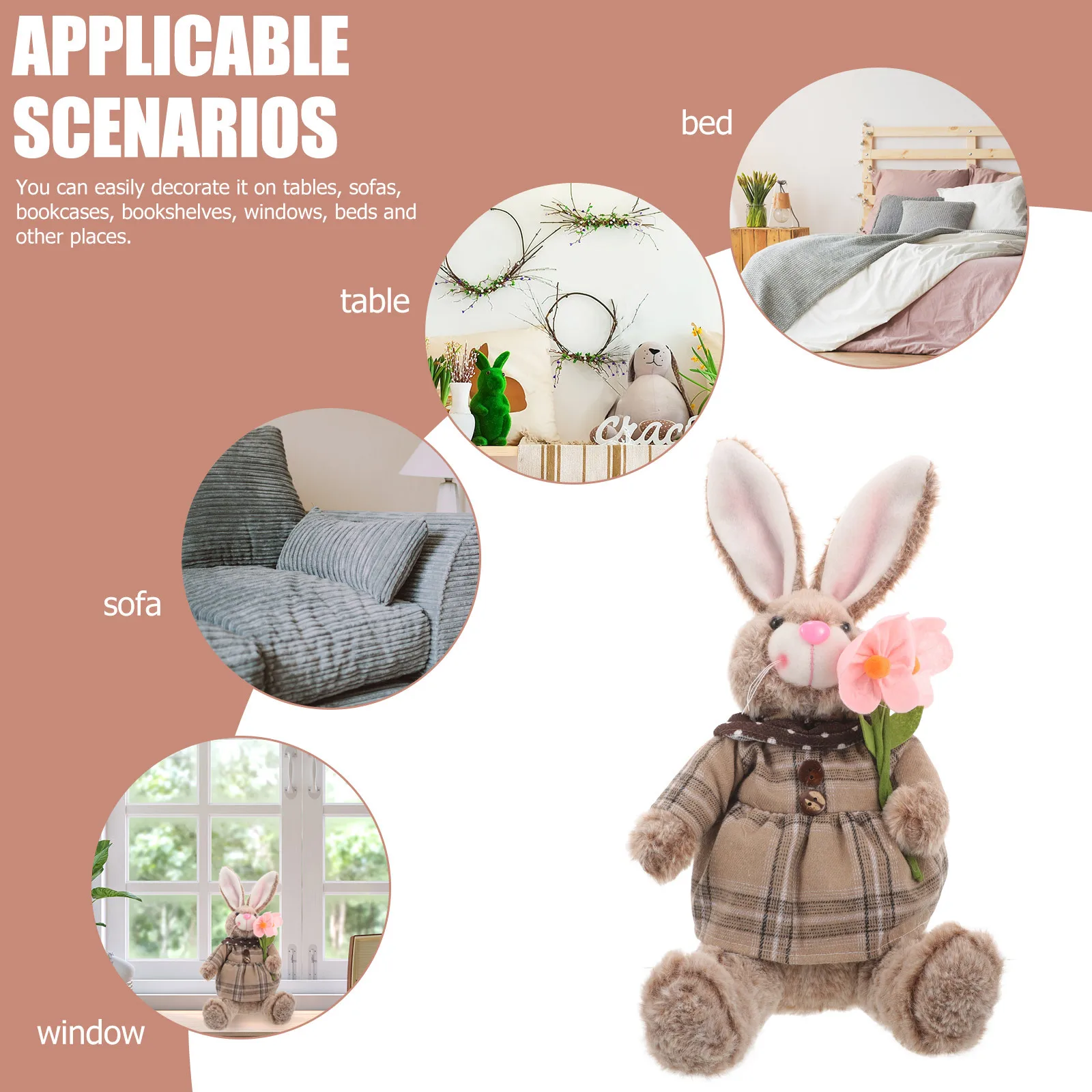 

Adorable Stuffed Bunny Mild Texture Rabbit for Easter Party Decor Spring Holiday Sofa Table Window Display