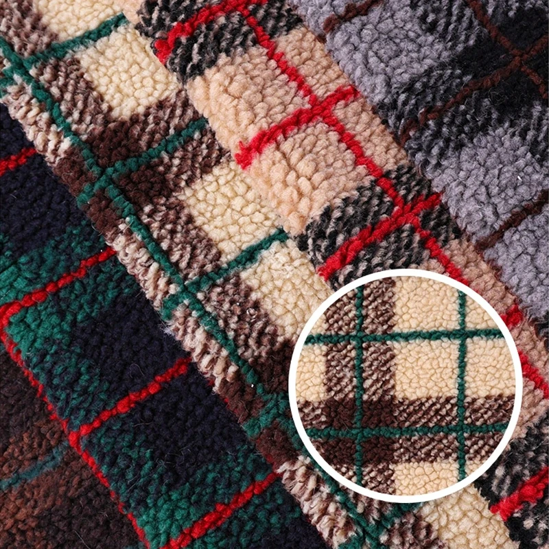 Classic Plaid Jacquard Sherpa Fleece Fabric Polyester Check Plush for Coat Blanket Homewear Sofa Cover Handmade Sewing Project