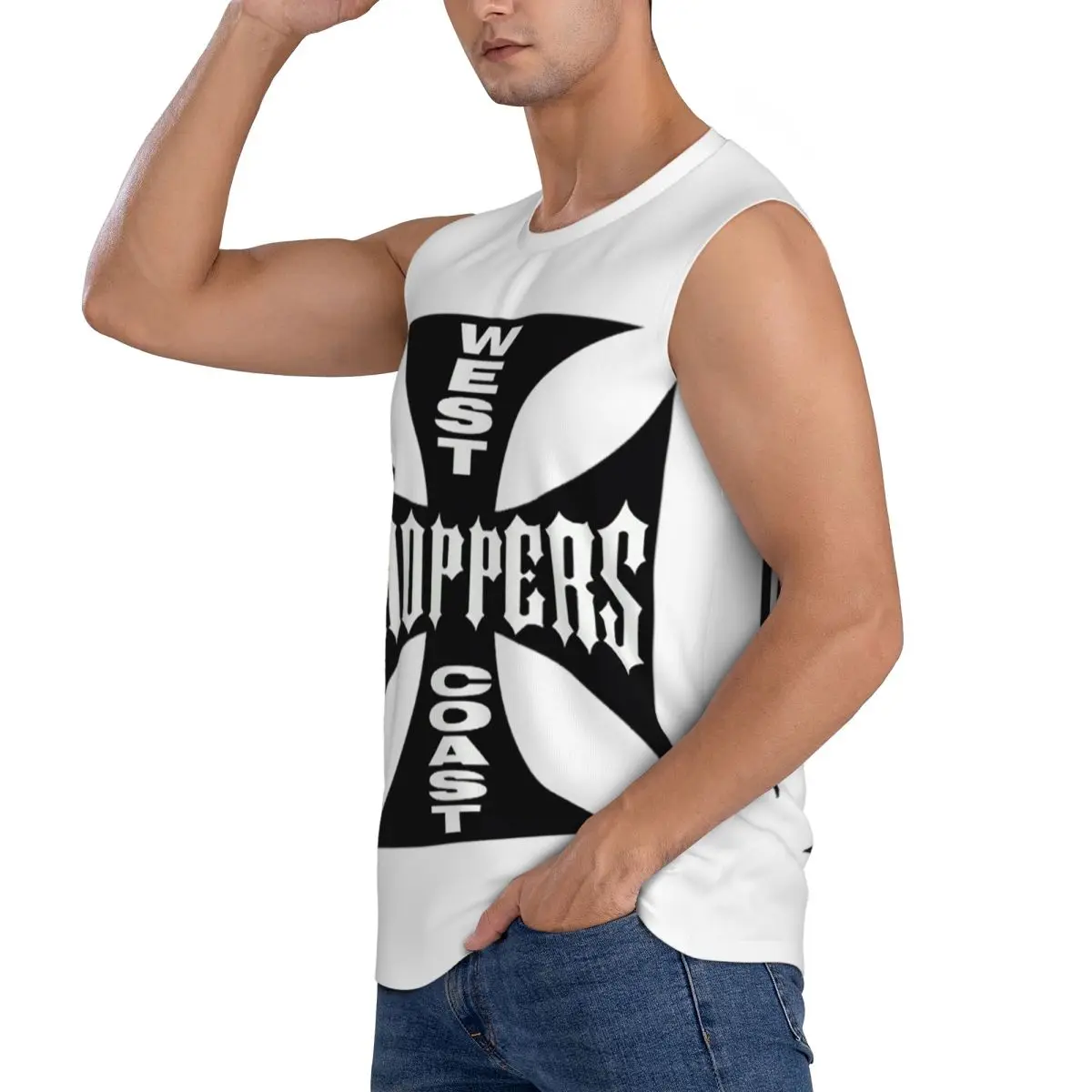 Personalized West Coast Iron Cross Choppers Men Sleeveless Tank Tops Quick Dry Breathable Gym Fitness Running Summer Sport Vest