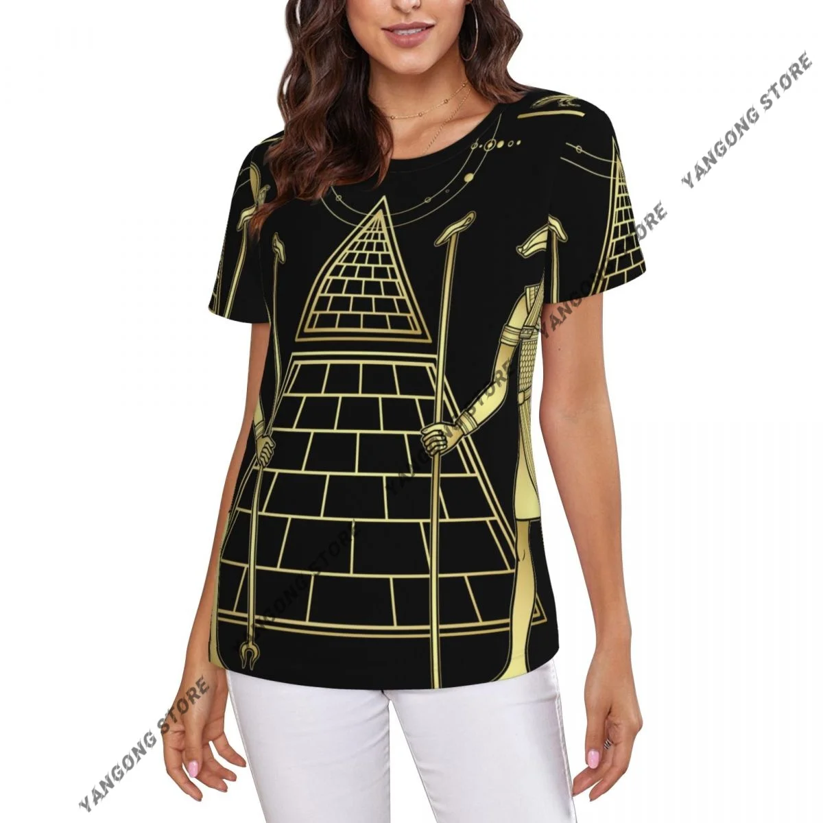 Casual Summer Woman Skinny Fit T-shirt Tight Short-Sleeve O-neck Tee Basic Egyptian God Ra And Seth T Shirt