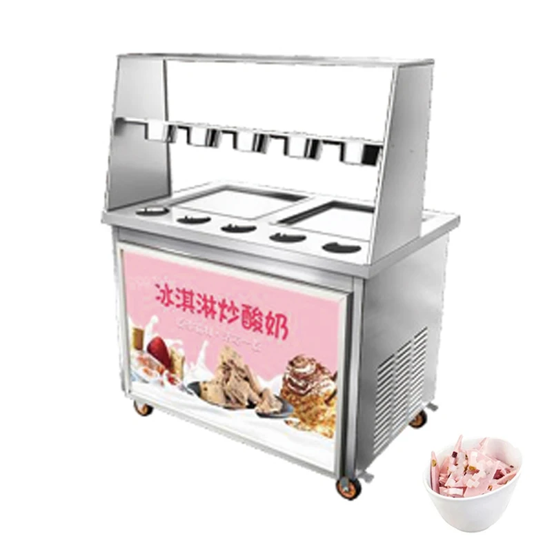 Ce Certified Thai Fried Ice Cream Roll Machine, Square Pot Commercial Stir Fried Yogurt Machine