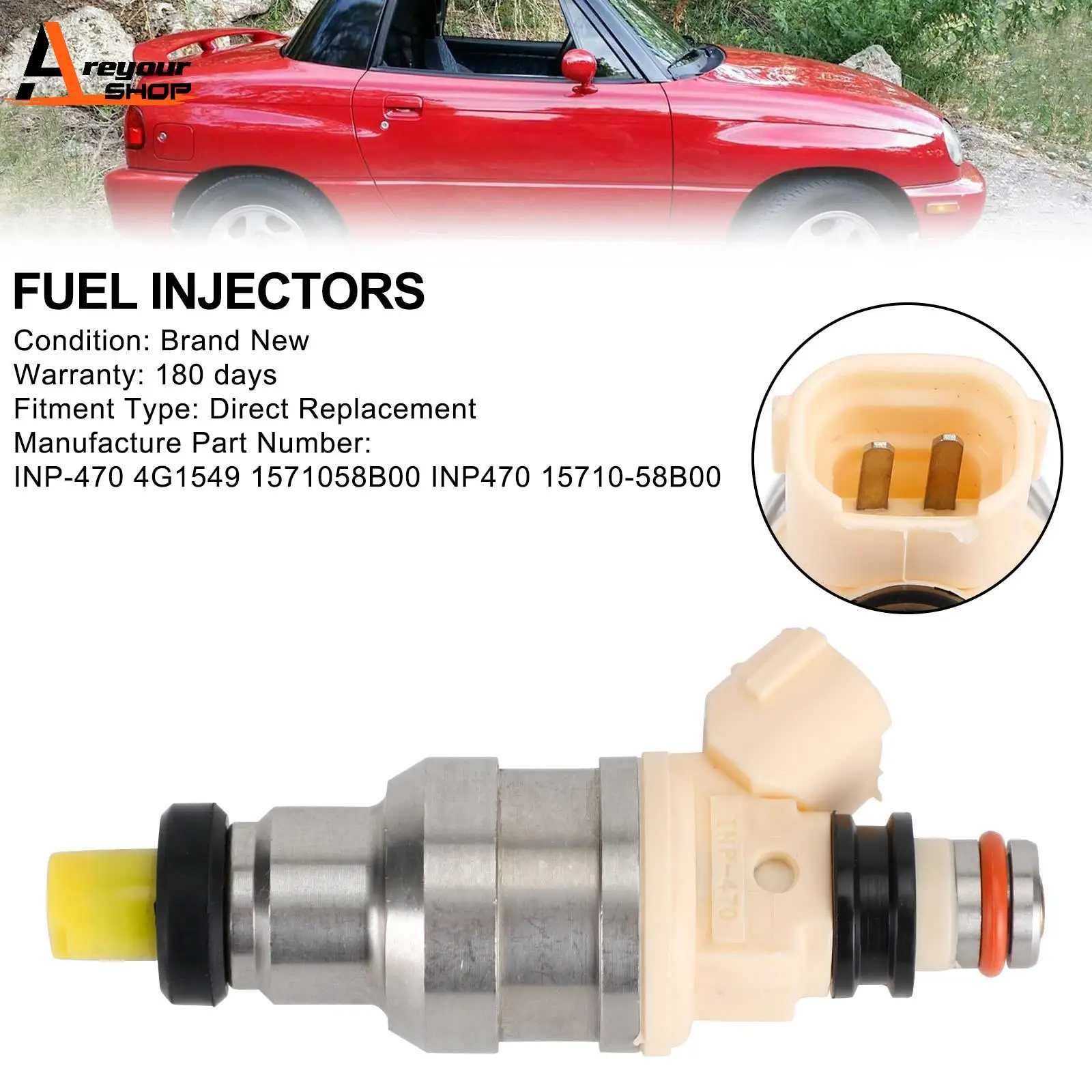 Areyourshop 1PCS Fuel Injectors INP-470 Fit for Suzuki Sidekick X-90 1.6L Fit for Chevy Tracker Car Accessories Parts