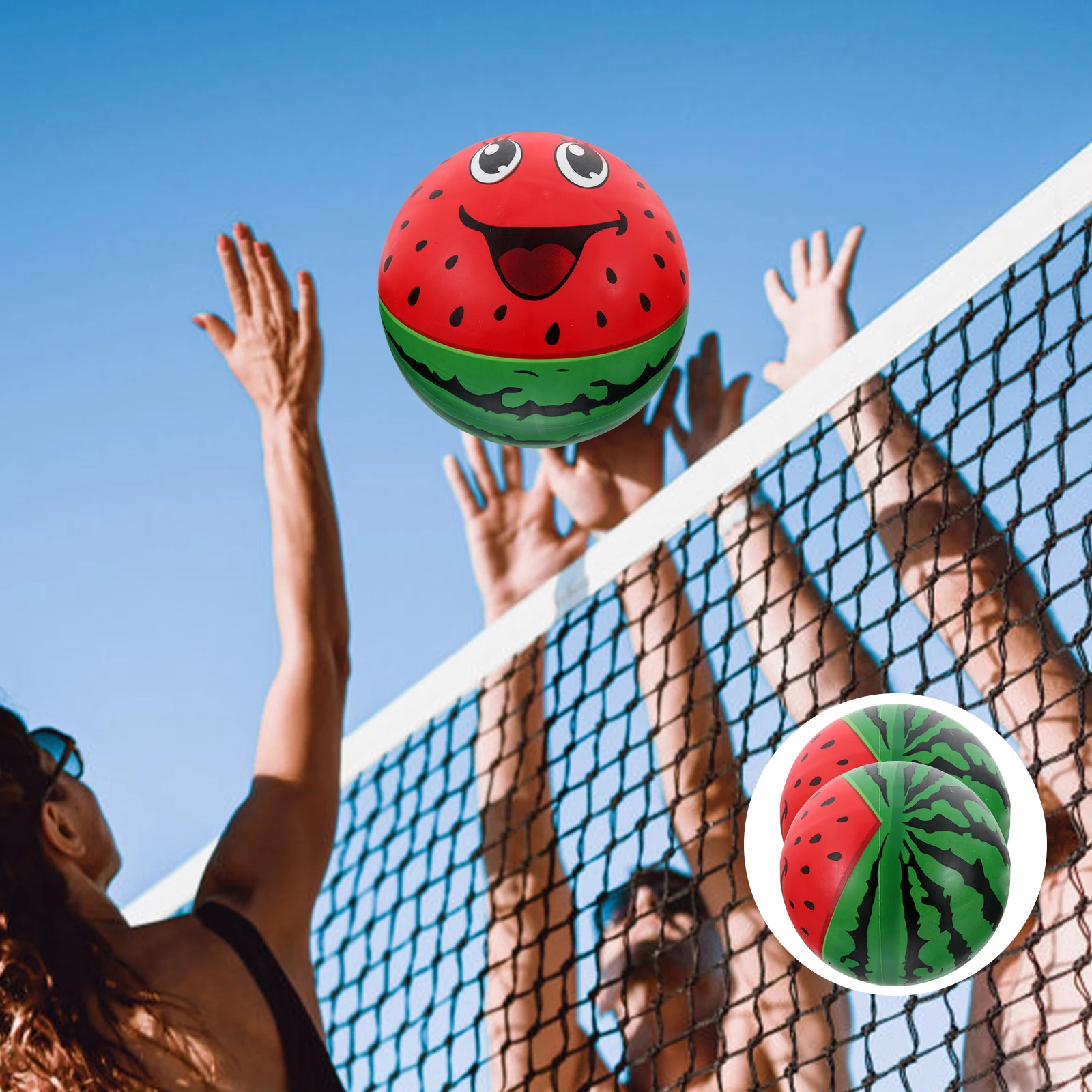 Ballon de plage gonflable en Pvc, 2 pièces, 21 ou 5Cm, jouet de piscine pastèque, jeu amusant pour fête, exercice, Coordination œil-main, grand gonflable