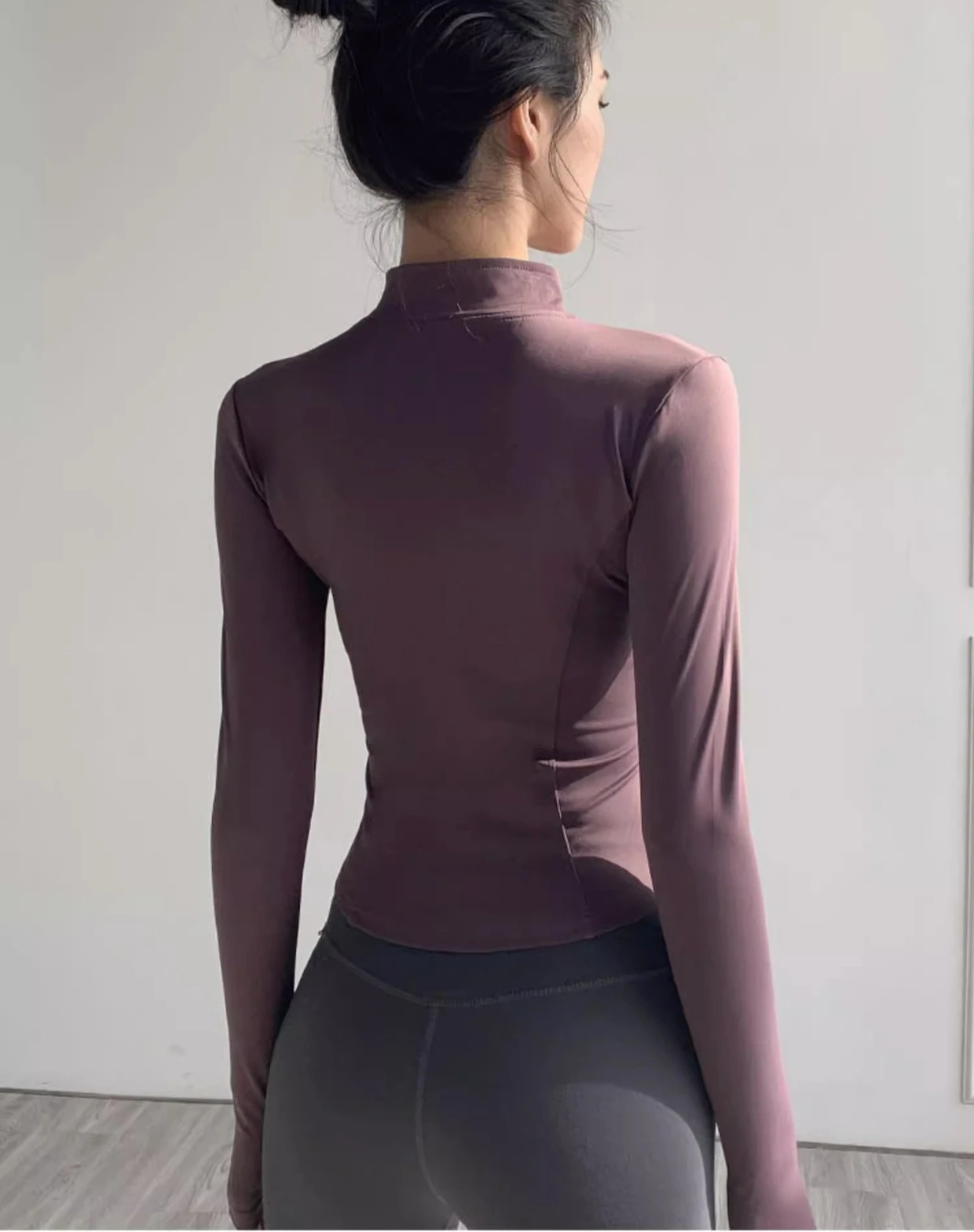 Damenjacke, schnell trocknend, Sonnenschutz, Sportmantel, eng anliegend, Yoga-Kleidung, langärmelig, Strickjacke, Laufen, Fitnessjacke, Reißverschluss – Detail 4