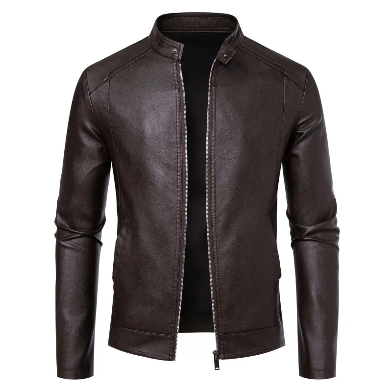 

Autumn Winter New Style Youth Fashion Handsome Outdoor High Quality Imitation Leather Jacket Comfortable Leisure Versatile Top