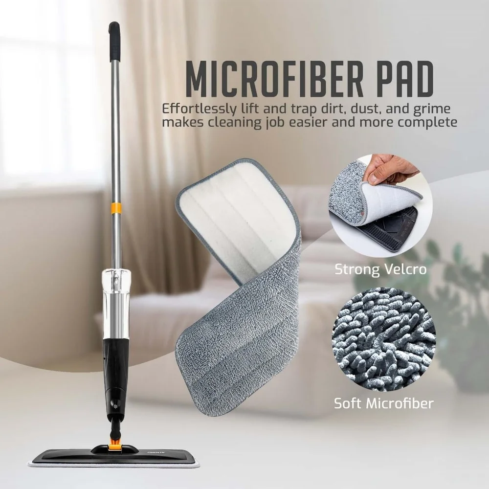 Cordless Spray Mop with 650ml Refillable Bottle Microfiber Pad Multi-Surface Floor Cleaning Effortless Maneuverability and Quick