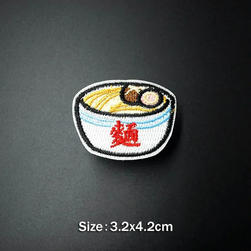 Sushi Fish Bean Wine DIY Cloth Badges Mend Decorate Iron On Patch Clothes Apparel Sewing Decoration Applique Sew On Patches