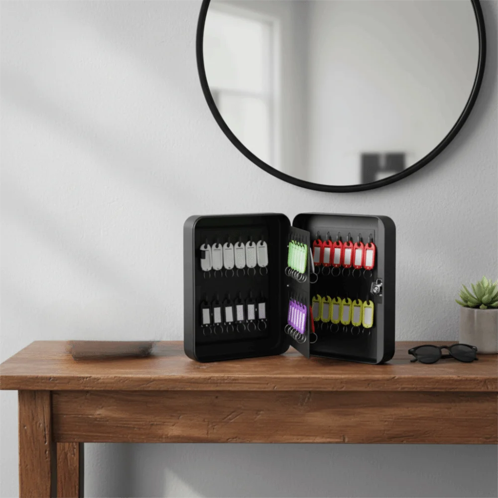 

Metal Construction Key Box Code Lock Security Lock Key Storage Box Key Card Slot Holds 20 Keys Management Box Facility Storage