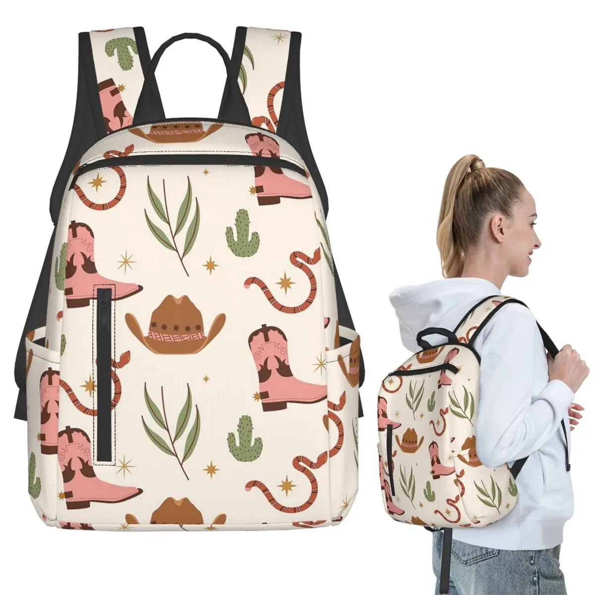 

Adorable Western Cowboy Element Backpack Student BookBag Kids School Bag Laptop Shoulder Bags Boys Girls