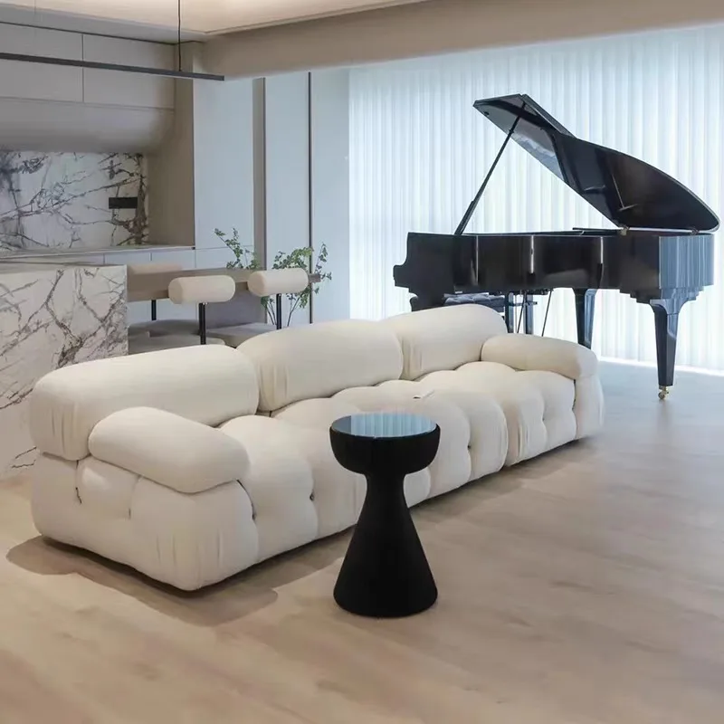 Nordic Modern Modular Sectional Sofa Boucle Chenille Couch Small Apartment Cream White Comfy Living Room Furniture Sets