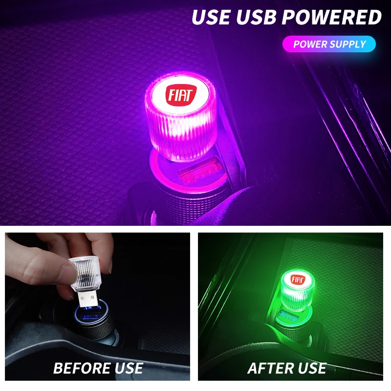 USB Car Interior Ambient Atmosphere Light LED Signal Lights For Fiat 500 Ducato Pondo Punto Panda FR Abarth Doblo Stilo Bravo view 4