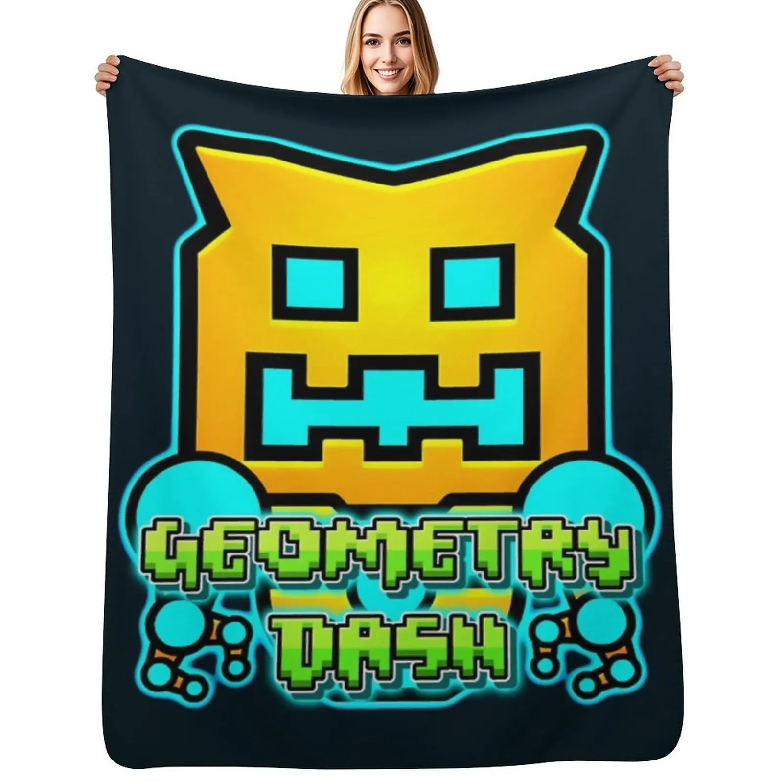 

Geometry Dash Throw Blanket Reusable Durable Soft Blanket for All Seasons