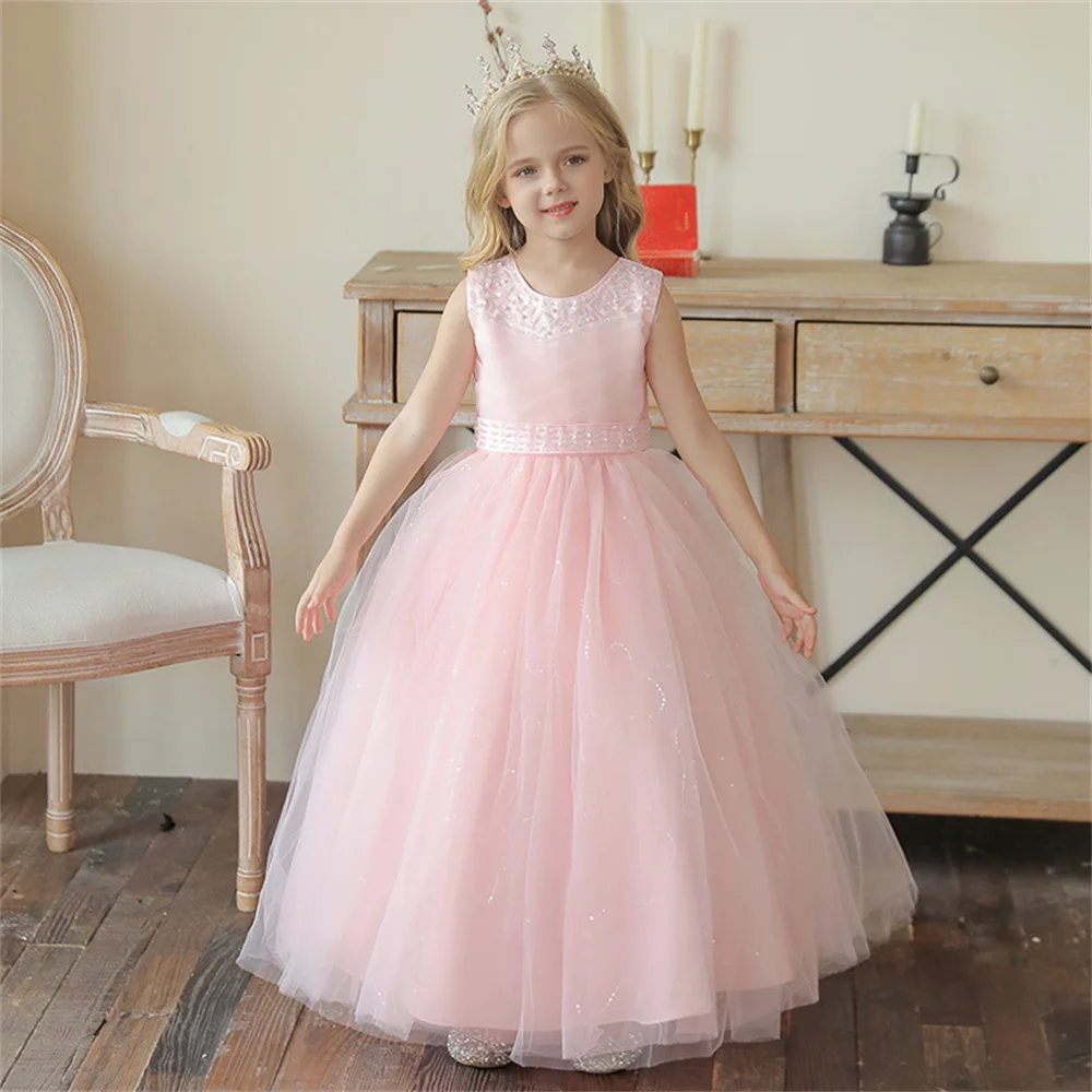 Elegant Lace Sleeveless Flower Girl Dress Kids Birthday Gift Party Princess Dress First Communion Ball Gowns Evening Dresses