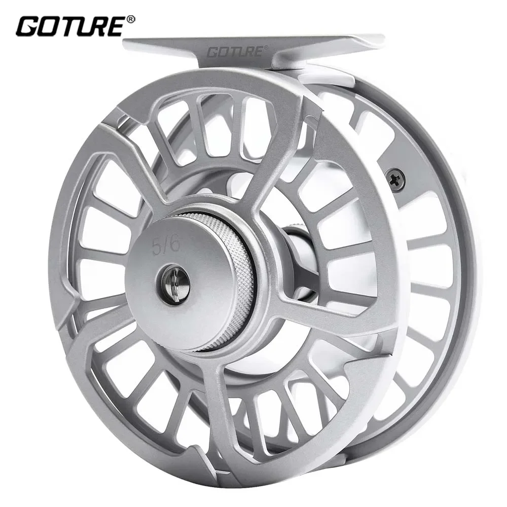 

Goture Fly Fishing Reel 3/4-5/6-7/8-9/10 WT CNC Machine Cut Large Arbor Die Casting Aluminum Fly Wheel Left/Right Hand Tackle