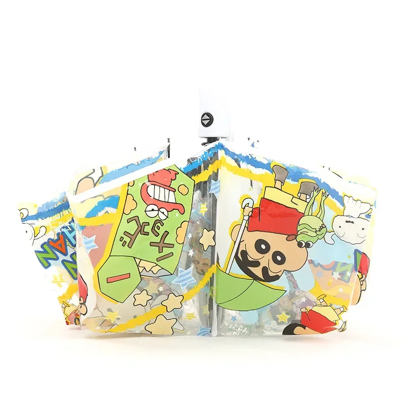 بانداي جديد تلوين شينشان مظلة يدوية شفافة شخصيات كرتونية المحمولة التلقائي المظلة المضادة للأشعة فوق البنفسجية متعددة الوظائف فتاة هدية