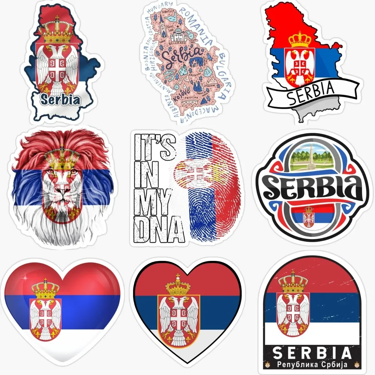 

Serbia SRB Flag Map National Emblem PVC Stickers for Decorate Car Window Truck Wall Table Motorcycle Off-road Decal Accessories