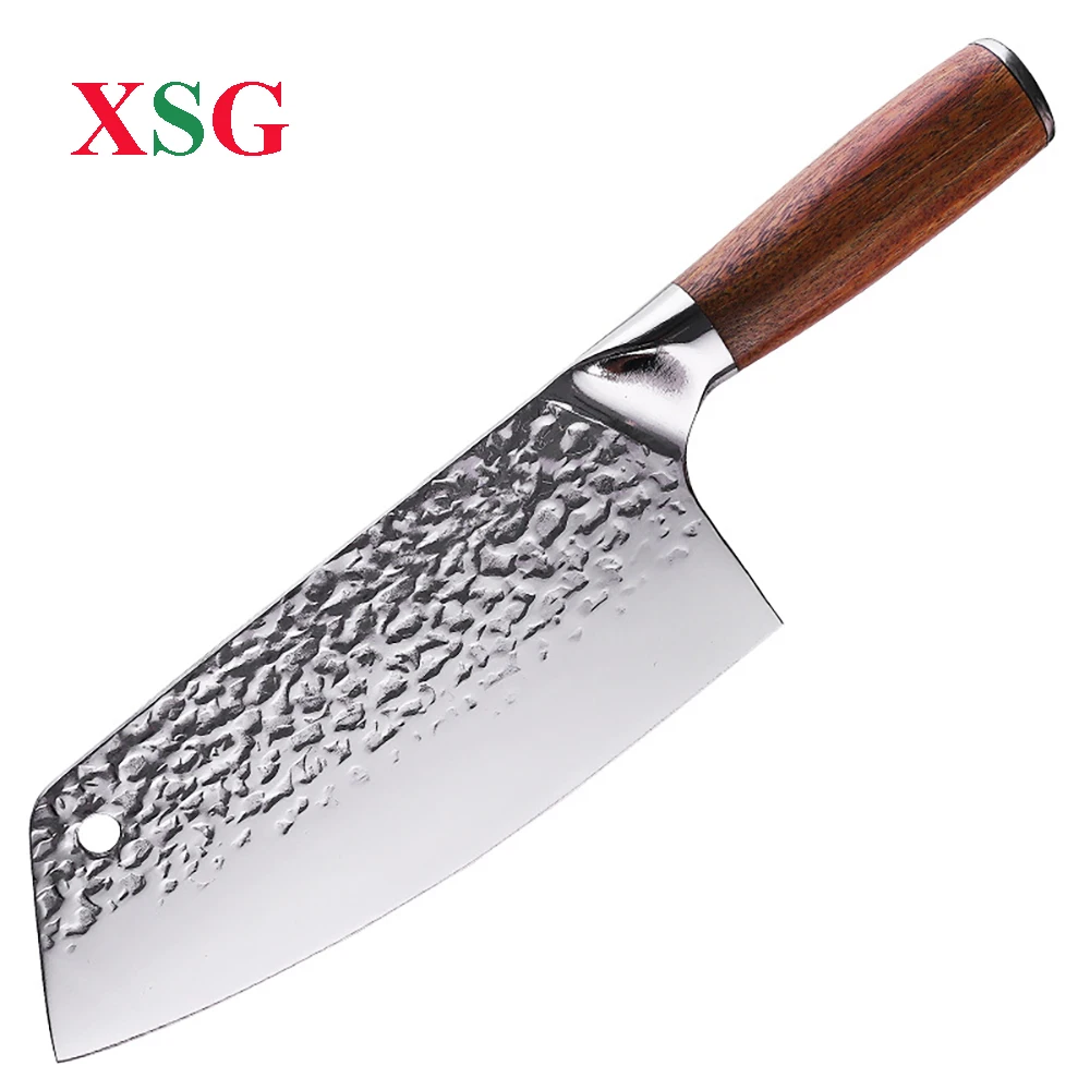 

XSG Meat Cleaver Hand Forged Kiritsuke Knife Sharp Blade Chinese Chef knife High Carbon Steel Kitchen Knives Rosewood Handle