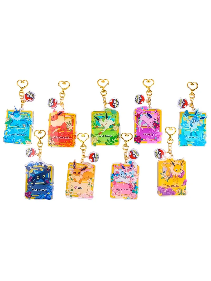 Figurine d'anime Eeveelution Pokemon Leafeon Sylveon Espeon Umbreon Glaceon Flareon Eevee Jolteon, porte-clés en acrylique, pendentif de sac de voiture