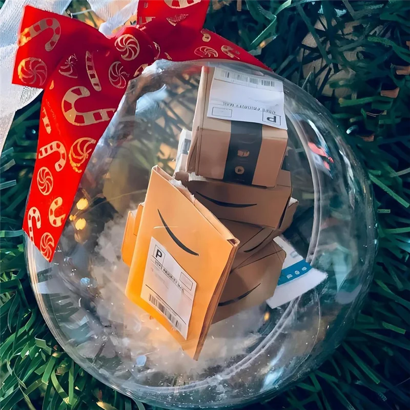 A59E-Christmas Ornament Ball Xmas Tree Decorations Clear Bauble Ornament House Hanging Ball Exquisite Gift
