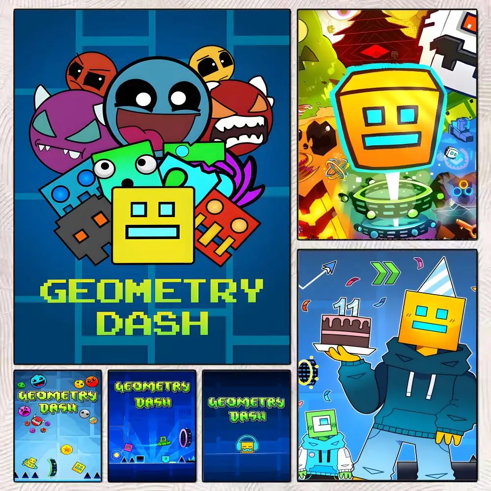 Video Game G-Geometry Dash Poster Durable Painting Canvas Poster Wall Hanging Home Interior Decoration Art Mural Gift