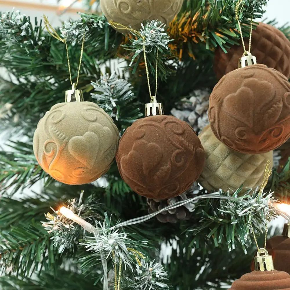 

12pcs 6cm Flocked Christmas Tree Ball Plastic Colorful Velvet Christmas Balls Hanging Decorative Christmas Tree Decorations