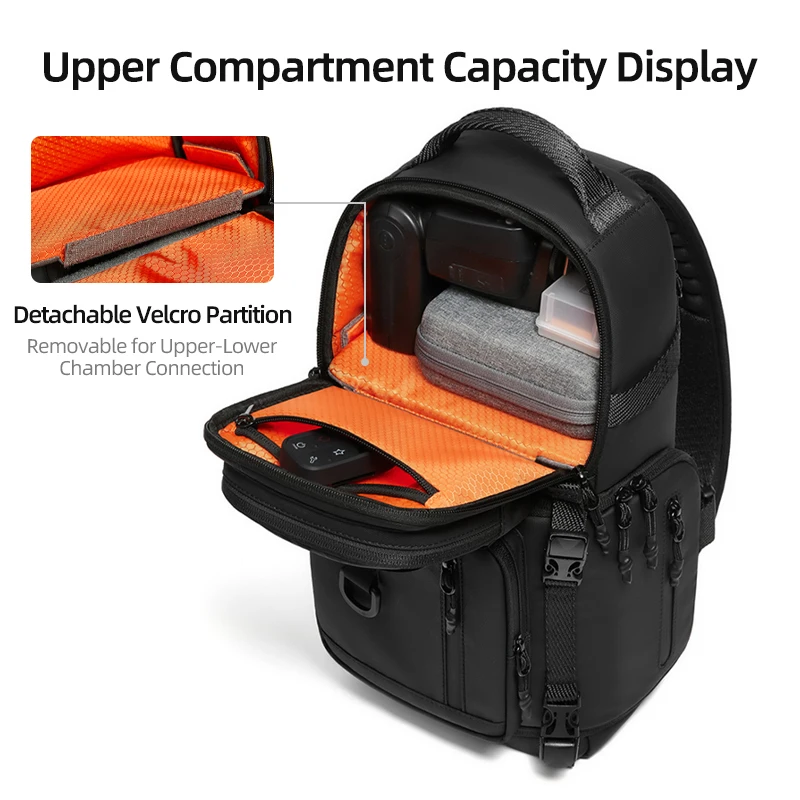 حقيبة كروس للرجال بكاميرا SLR لحقيبة الكتف وحقائب المشي لمسافات طويلة والسفر في الهواء الطلق وحقيبة الصدر الرياضية يمكن تجهيزها بحامل ثلاثي القوائم