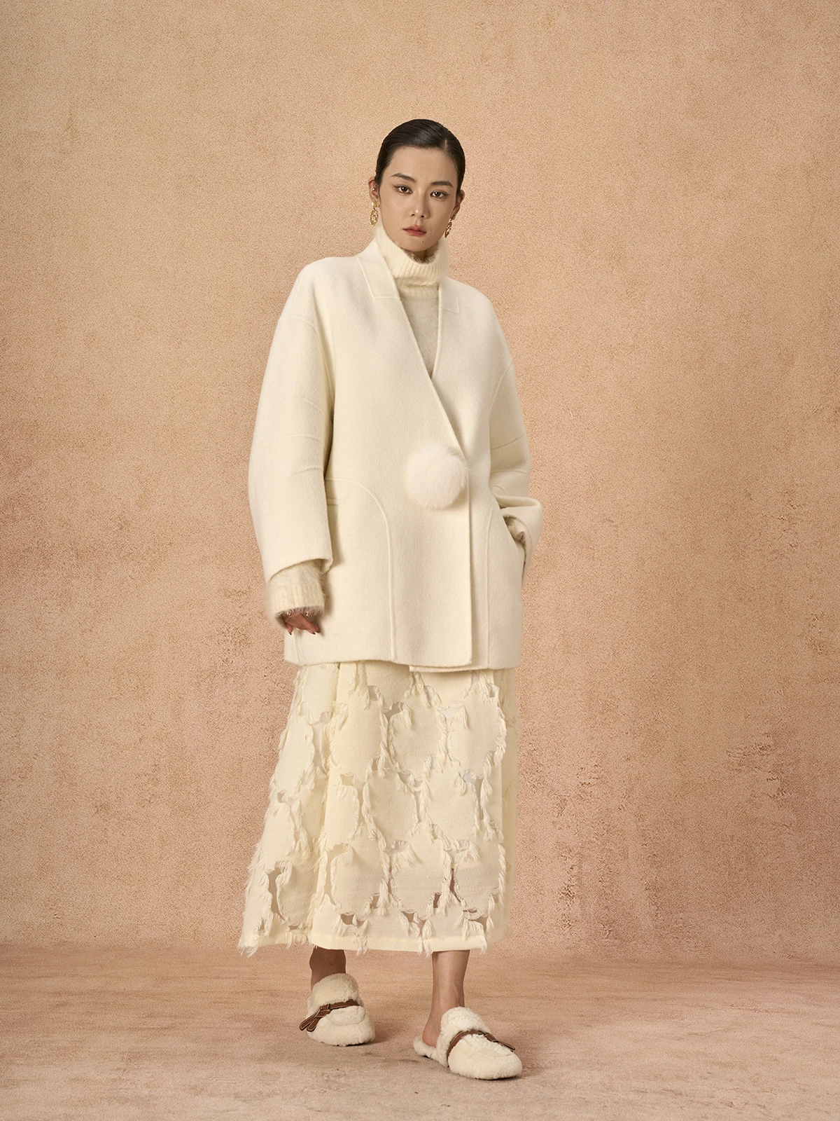 

Двустороннее шерстяное пальто-кашемир SailingLUO24, новинка зимы, женское, для повседневной носки, с длинными рукавами, ультракороткая длина