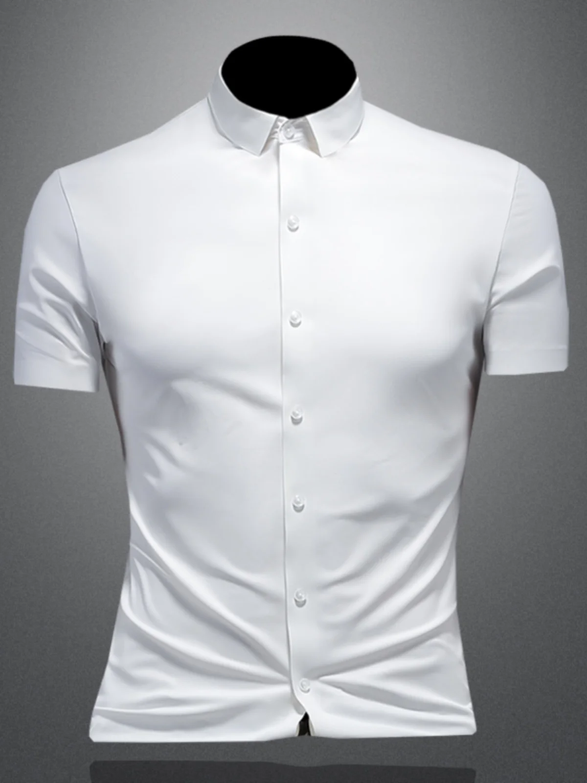 

Летняя мужская рубашка Slim Fit, гладкая, комфортная, не требующая глажки, деловая повседневная рубашка с коротким рукавом, модная городская рубашка в стиле Urban Sle