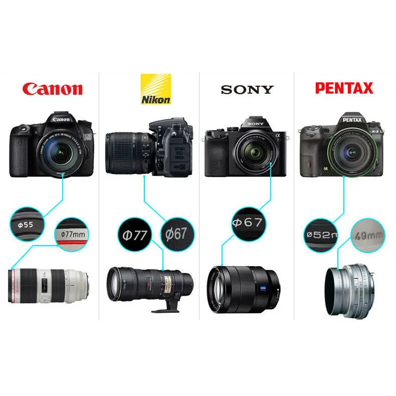 NEW 37 40.5 43 46 49 52 55 58 62 67 72 77 82Mm DSLR Camera Lens Red Orange Yellow Green Blue Purple Color Filter For Canon