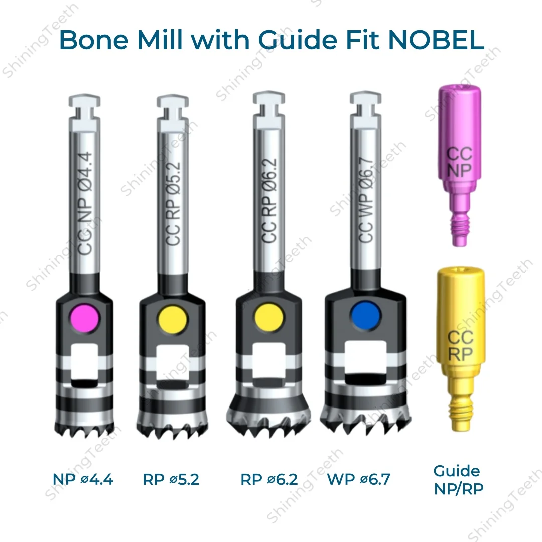 Dental Bone Mill Profiler Ridge Trimmer CC with Guide Conical Connection Implant Trimming Drills Fits NOBEL