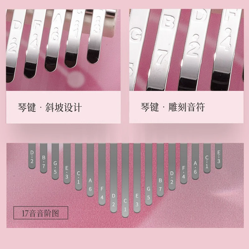 Sakura-Kalimba acrílica creativa, Piano de pulgar transparente, 17, 21 teclas, teclado portátil, instrumentos musicales, regalos para principiantes