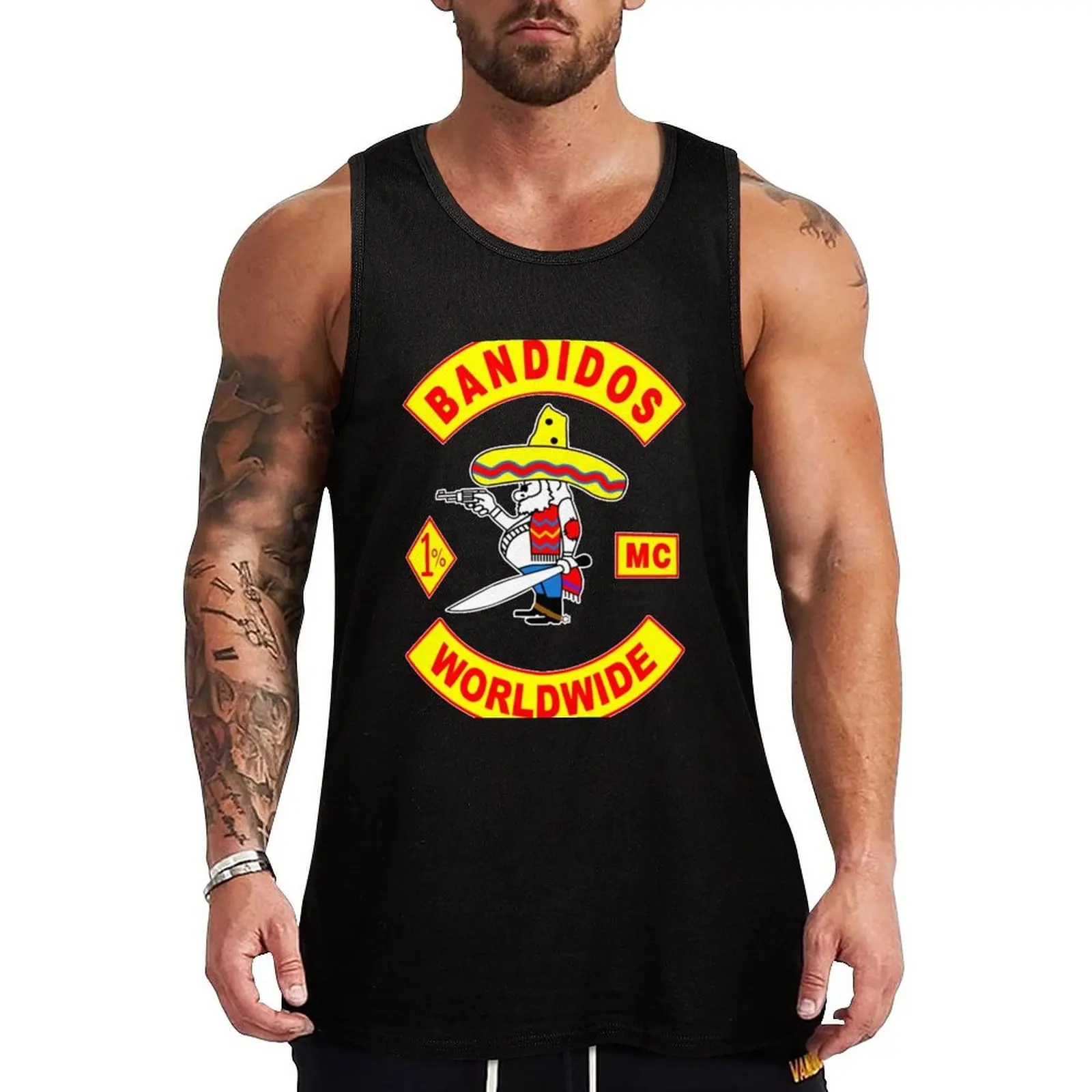 

Bandidos Worldwide MC Logo Essential Tank Top muscle t-shirt mens gym clothes Sleeveless top
