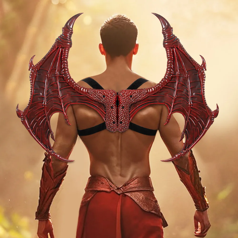 Ali di drago di Halloween per adulti - Accessorio per costume cosplay, Ali per feste di fantasia scura, Oggetti di scena per foto di festival, Costume LARP