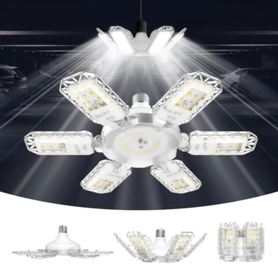 Garage Lights, 600W Equiv.Garage Lighting Ceiling LED 60W Super Bright Shop Light for Workshop, E26 5000K Daylight Screw in Bul