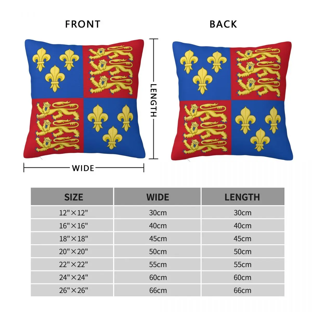 Henry V Royal Arms Of England Square Pillowcase Polyester Linen Velvet Printed Zip Decor Car Cushion Cover