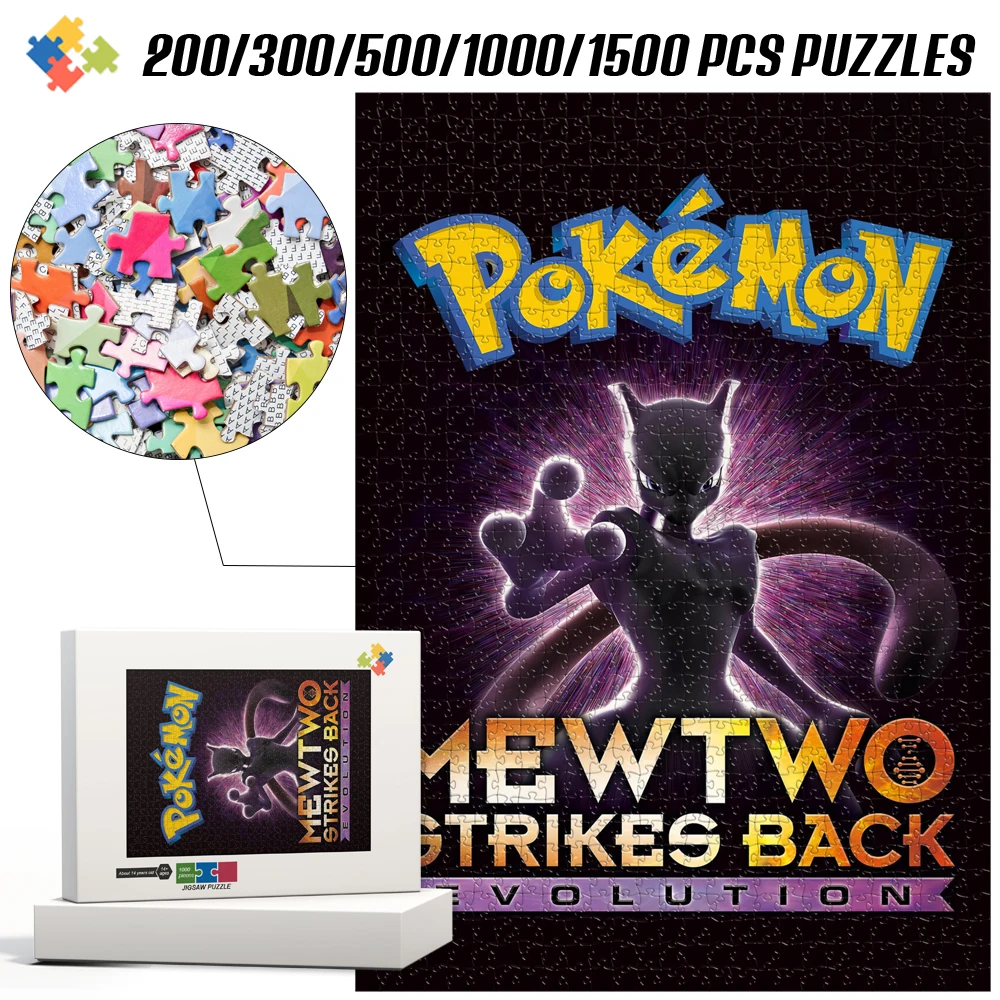 

Pokemon Mewtwo Cartoon Jigsaw Puzzles 108/200/300/500/1000/1500 Pieces Board Game Brain Teaser Gifts for Children and Adults Fun