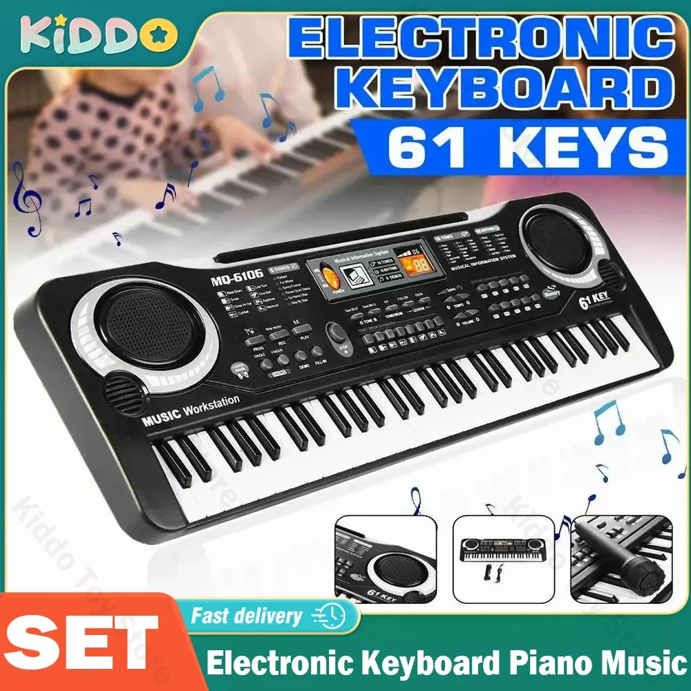 61 Keys Electronic Keyboard Piano Digital Music Key Board Kid Multifunctional with Microphone Musical Enlightenment Xmas Gifts