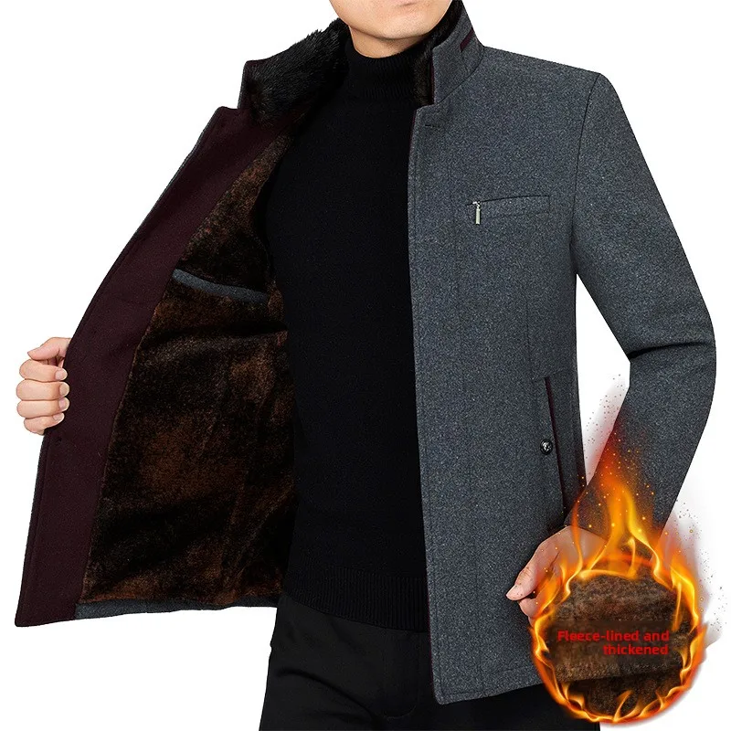 

Men Woollen Blazers Jackets Cashmere Trench Coats Stand-up Collar Business Casual Suits Coats Male Winter Jackets and Coats