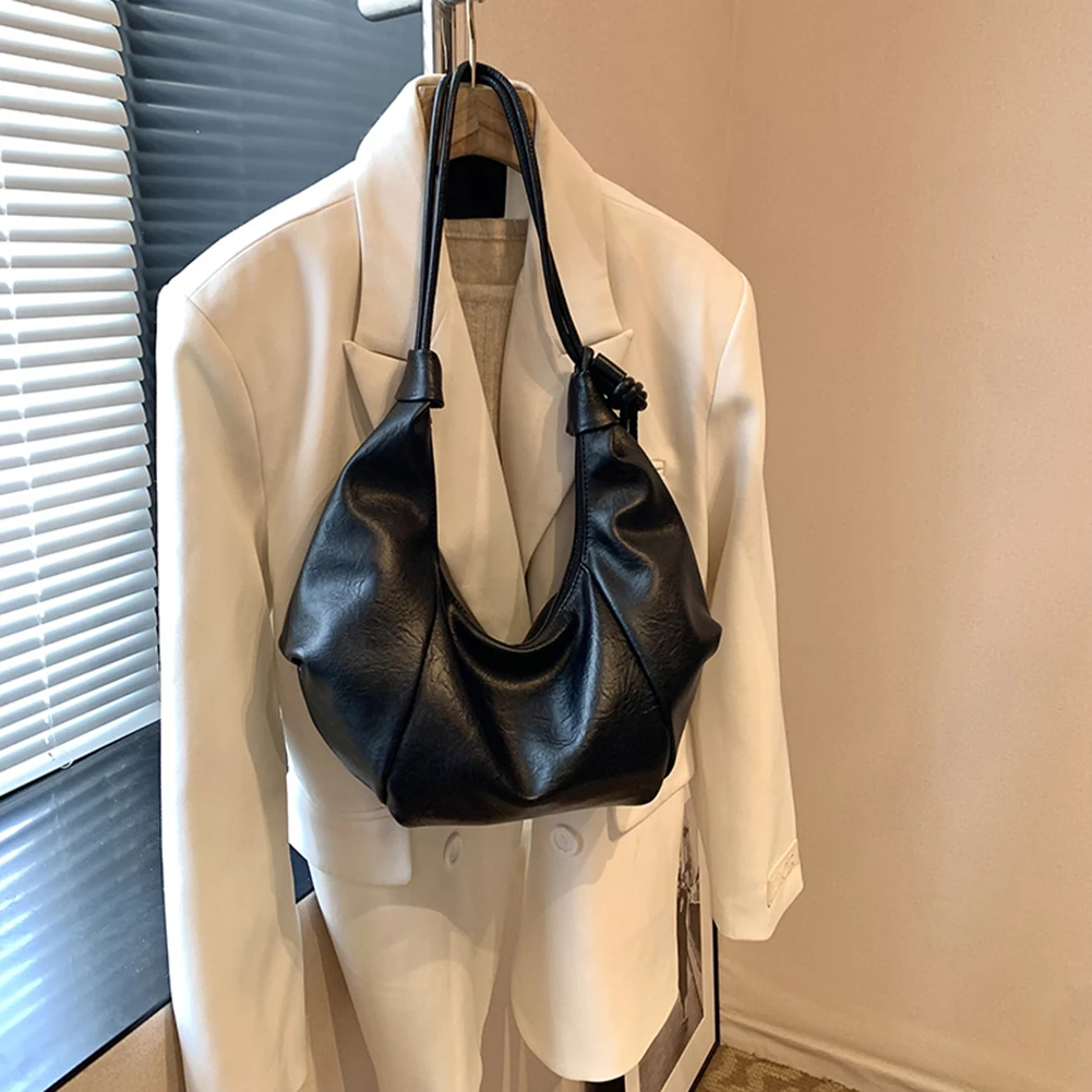 

Shoulder Bag for Women Adjustable Strap Crescent Bag PU Leather Solid Color Underarm Bag Zipper Hobo Bag for Work Travel